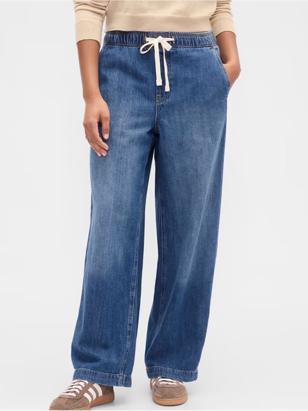 Buffalo David Bitton Wide-Leg Drawstring Jeans in Blue XL Size